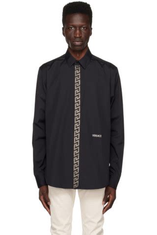 Versace: Black Studded Shirt 